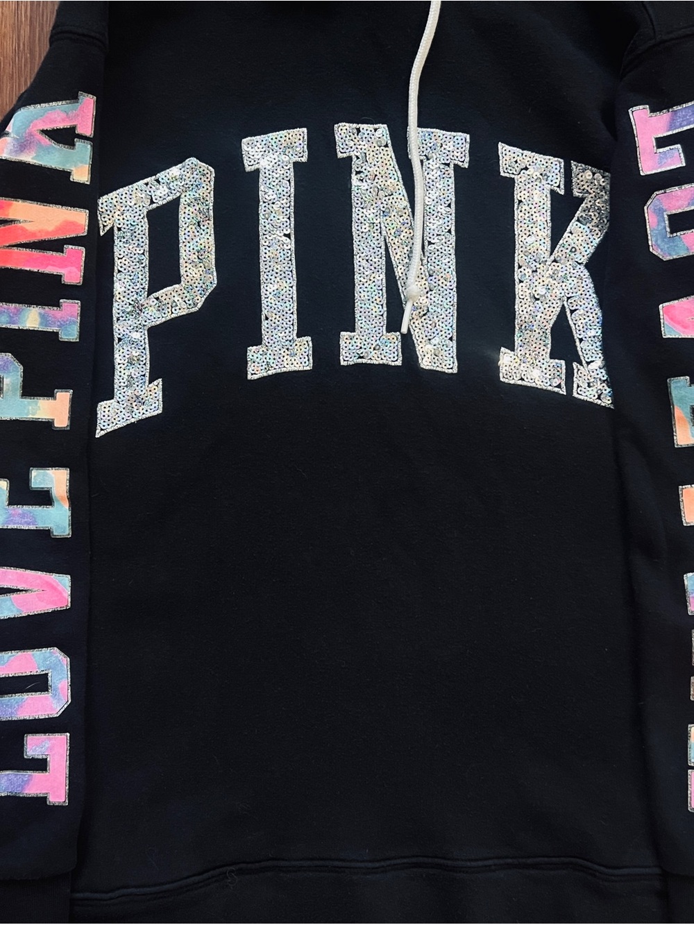 VS PINK RARE BLING WATERCOLOR HOODIE XS - Picture 10 of 12